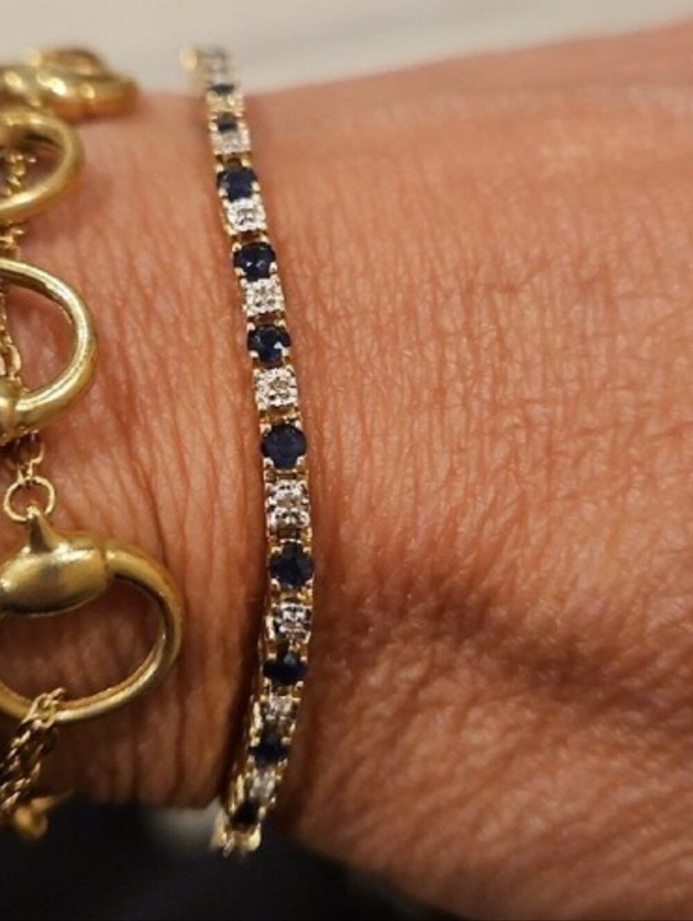 14k Gold Sapphire And Diamond Bracelet